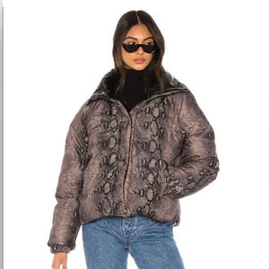 NWT Blank NYC Reversible (purple snake print/black) puffer coat XS